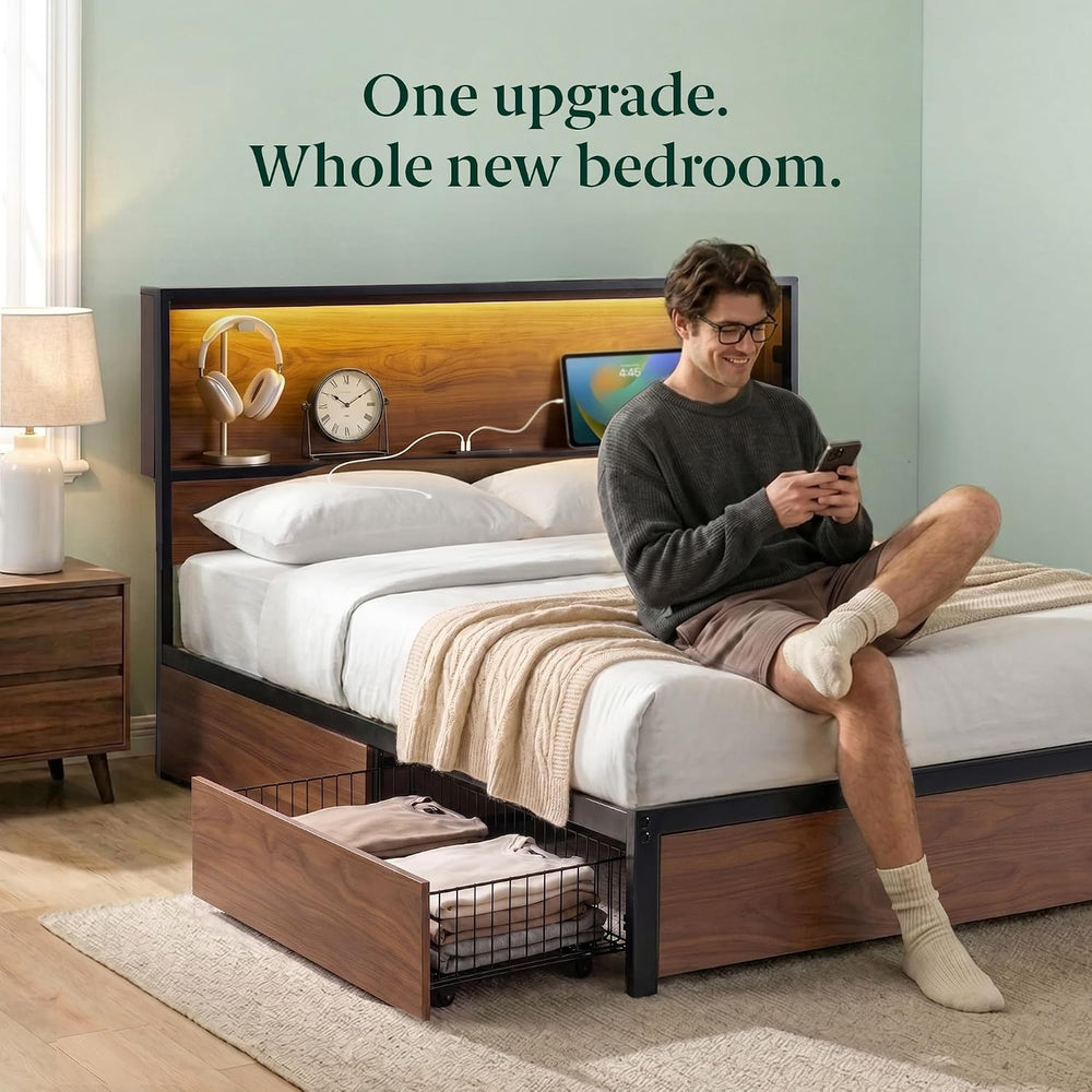 Zinus Kai Platform Bed Frame, Four Underbed Storage Drawers, King