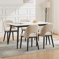 Wooden Dining Chairs Set of 4,Modern Fabric Upholstered Dining Room Chair, Large Dining Room Kitchen Chairs with High Back and Deep Seat, Farmhouse Dinner Chair for Kitchen,Restaurant,Cafe,Beige