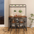 Jocoevol Kitchen Island with Storage, Bakers Rack with Storage & 3-Tier Shelves, Microwave Stand Coffee Bar Table with Hooks, Industrial Kitchen Island Table for Dining Living Room,Vintage