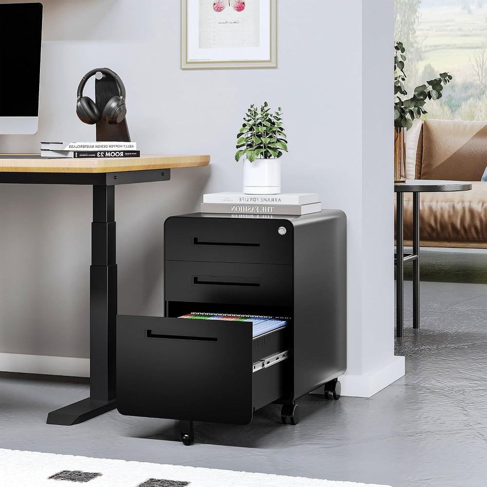 STANI 3 Drawer Filing Cabinet, Metal Filing Cabinet Legal/Letter Size with Lo...