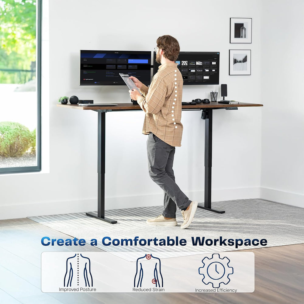 VIVO Electric Standing Desk, Smooth 3-Piece 83" x 30" Vintage Brown...