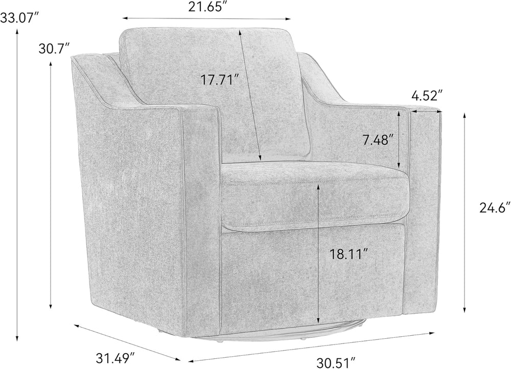 Swivel Accent Chair, Comfy Chenille Swivel Chair with Deep Seat, Upholstered ...
