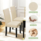 LSSPAID Dining Chairs Set of 2, Fabric Upholstered Dining Room Parson Chair with Nailhead Trim and Solid Wood Legs for Home and Kitchen, Beige