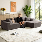 104" Cloud Sectional Couch, Modern Modular L Shape Sectional Sofa with Deep Seat Chaise, Comfy Boucle Boneless Couches for Living Room (Light Grey, Right Chaise)
