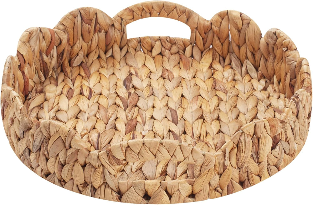 YANGQIHOME Round Scalloped Serving Tray, 14 inch