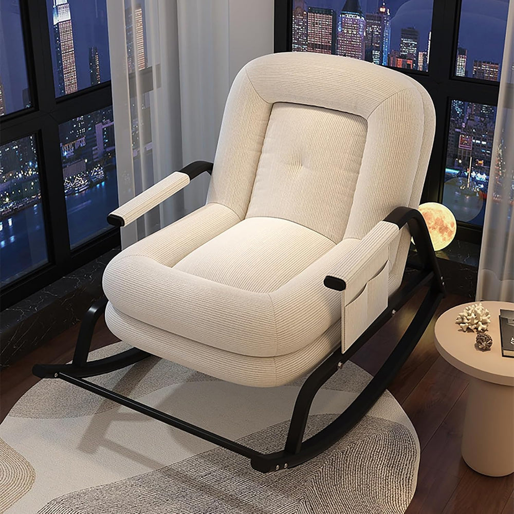 Oversized Rocking Chair with Cushion, Modern Accent Rocking Chair with Armres...
