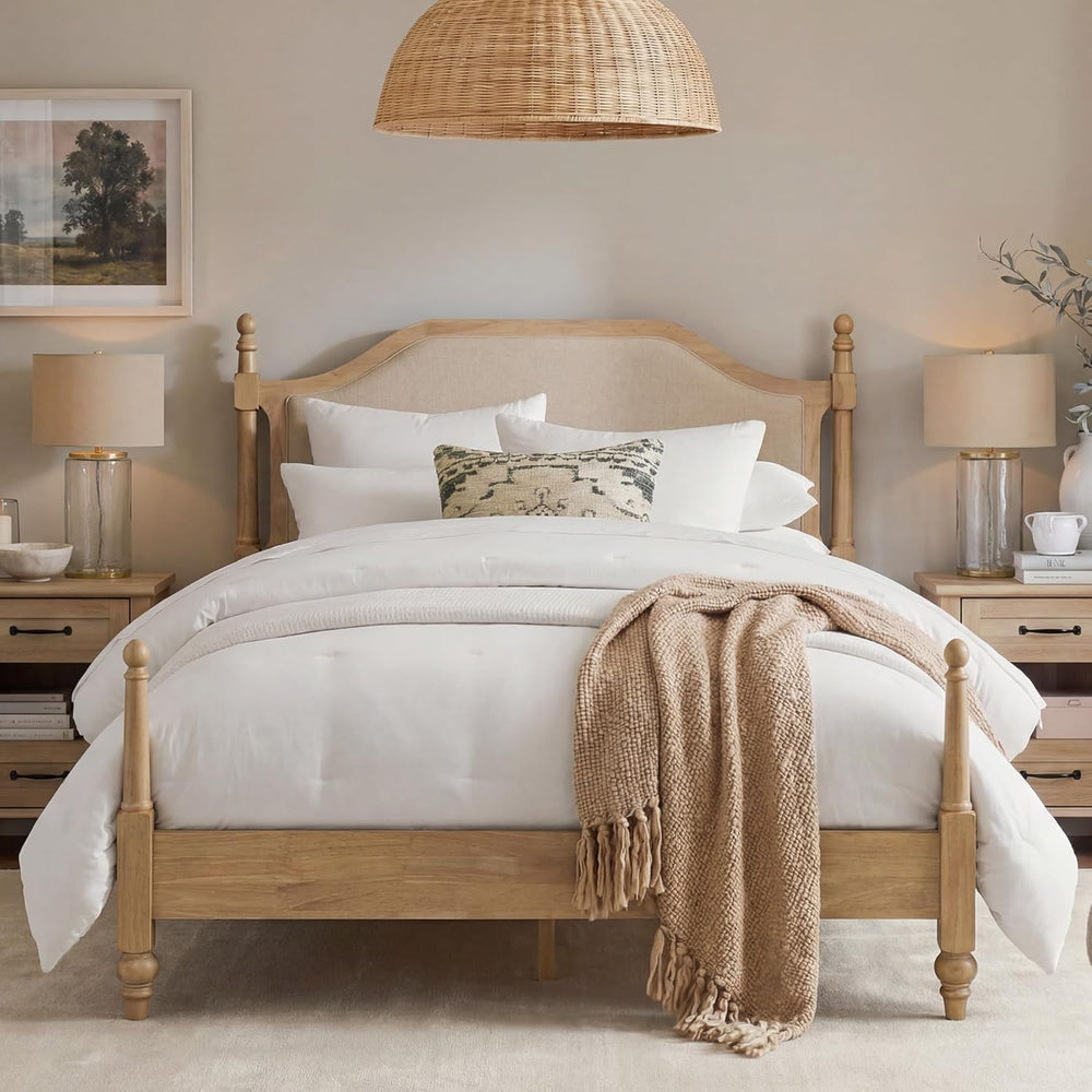 WAMPAT Queen Size Platform Bed Frame with Upholstered Headboard for Bedroom, ...