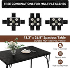 Vipbear Kitchen Dining Table Set for 4, 5-Piece Kitchen Table Set with 1.6“ Thick Tabletop,Dining Room Table Sets,Kitchen Table Set with 4 Chairs for Small Space, Dinette,Apartment,Retro Black