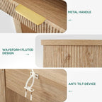 YITAHOME 47.2" Farmhouse Console Table for Entryway, Entry Hallway Foyer Table with 2 Drawers and Storage Shelf, Large Sofa Behind Couch Fluted Oval Desk for Hallway Living Room, Oak Color