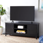 SAFAVIEH Magnolia TV Stand for up to 55" Flatscreen – Black, 2 Doors with Interior Storage, 2 Open Shelves, Entertainment Media Console (MED5702B)