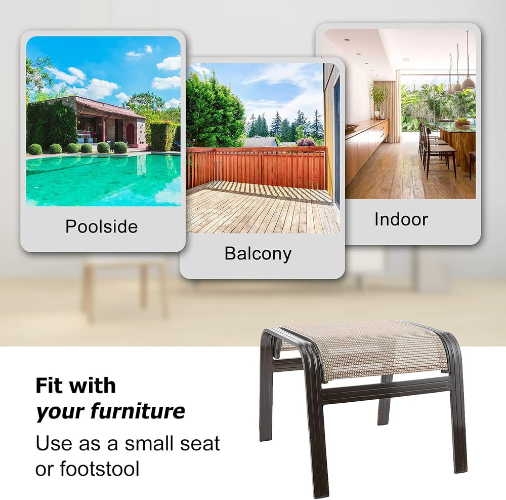 Outdoor Patio Footstools Aluminum Outdoor Ottomans Footrest Small Seating Wic...