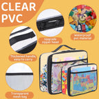 6 Pack Toy Storage Bags, Reusable Clear Board Game Storage, Waterproof PVC Organizer, Toy Storage Organizer Bags with Zipper with Name Tag and Manual Pockets Small Size