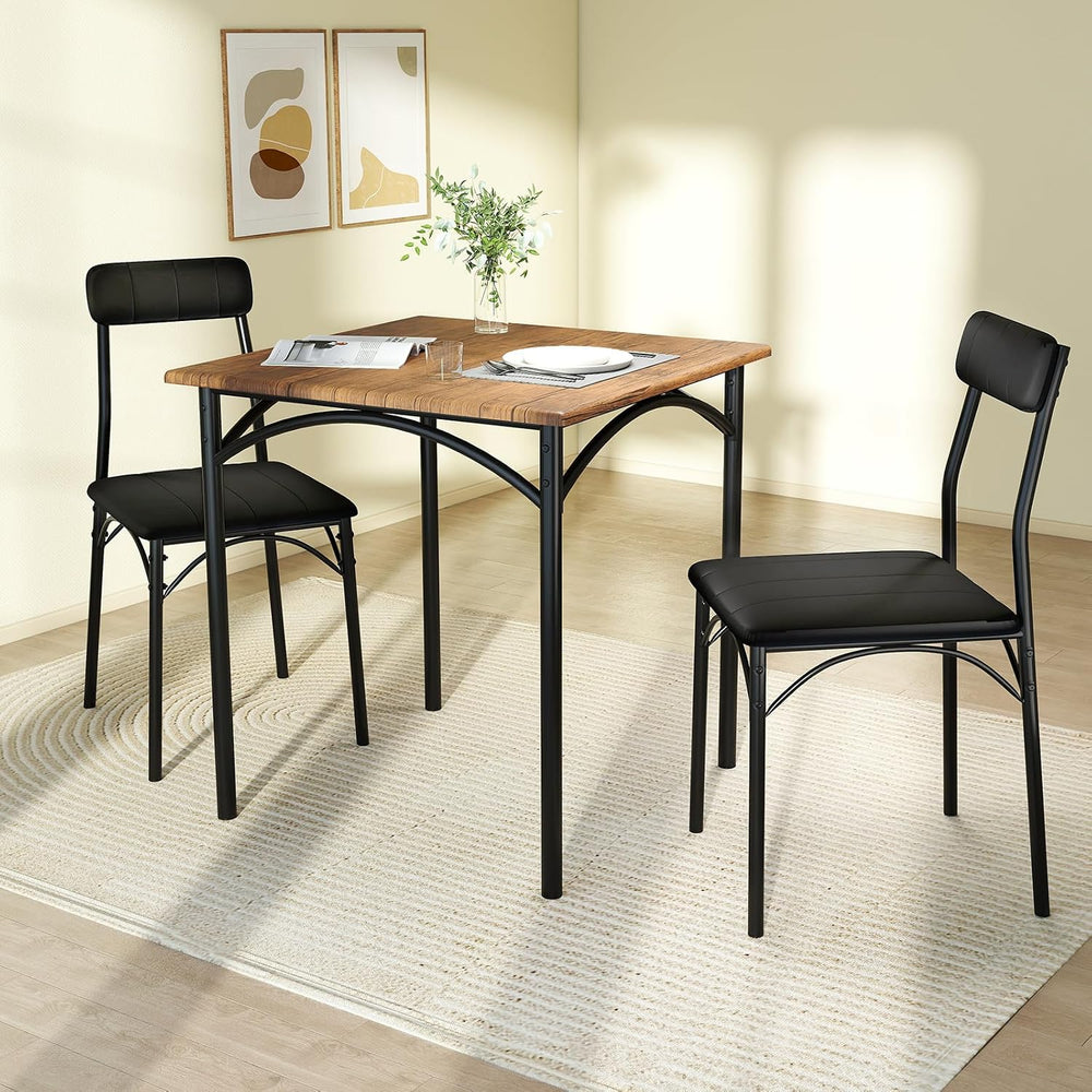 Giantex 3-Piece Dining Table Set, Square Kitchen Table with 2 Upholstered Arm...