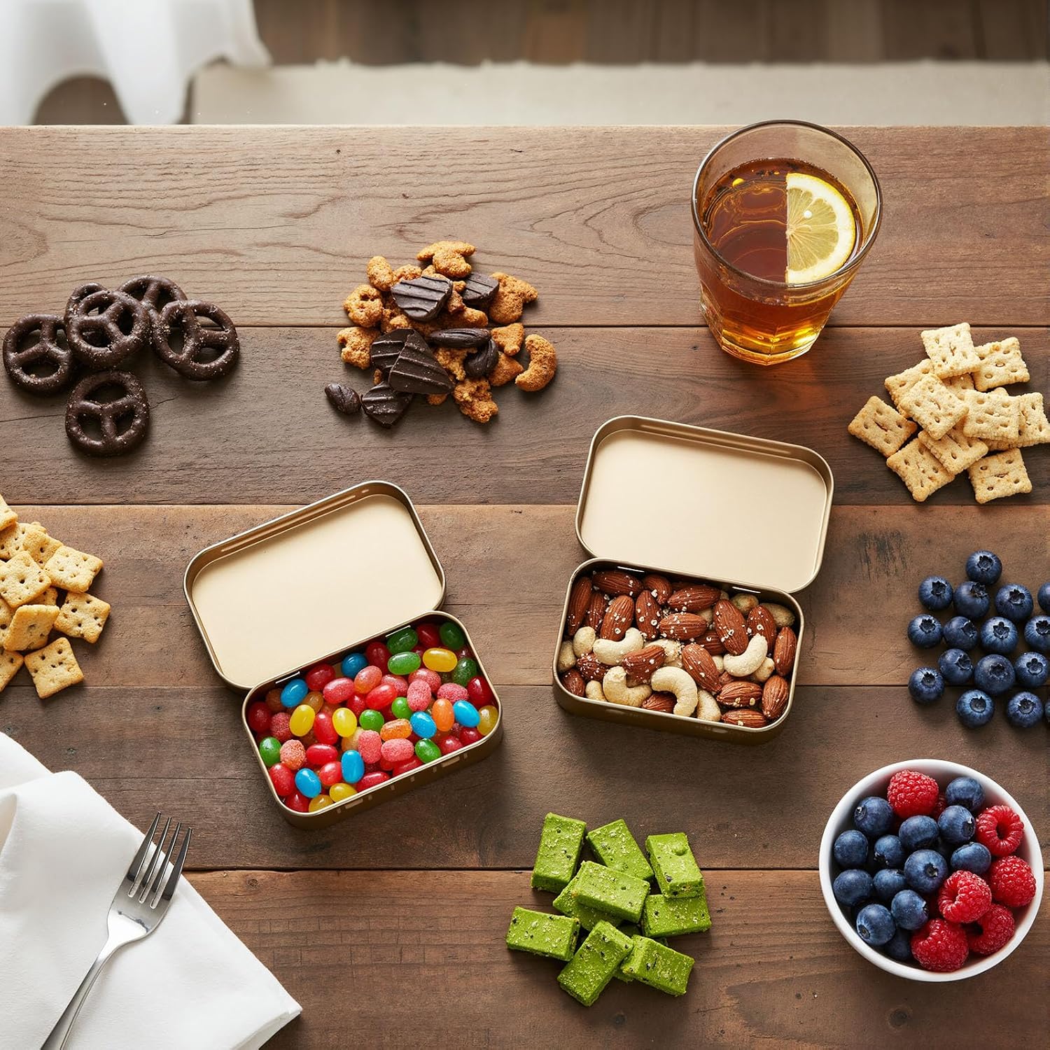 Hotop 3 Pack Metal Rectangular Empty Hinged Tins 3.75 x 2.45 x 0.8 Inch Box Containers with Lids Mini Portable Box Small Storage Kit, Home Organizer (Rose Gold)