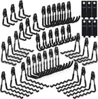 3-H Garage Wall Hooks 42 Pack, Heavy Duty Garage Hooks with Extra Welding Spots, Wall Mount Storage Organizer for Hanging Garden Lawn Tools, Ladder, Bike, WeedEater, Chair, Shovel, Blower (Black)