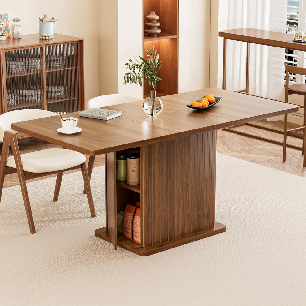Extendable Kitchen Dining Table for 4-6, 47-65 Inch Rectangle Dining Room Tab...