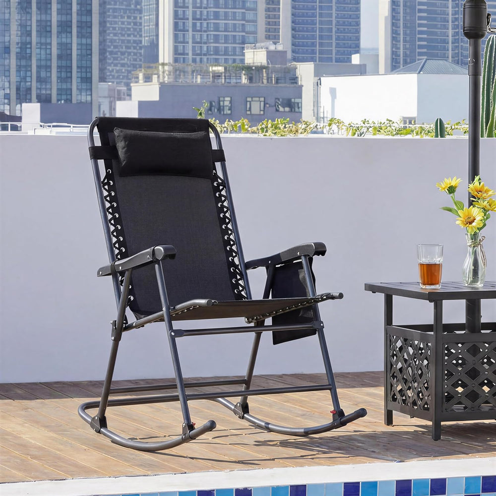Yaheetech 26in Rocking Chair Outdoor Zero Gravity Folding Chairs Rocking Chai...