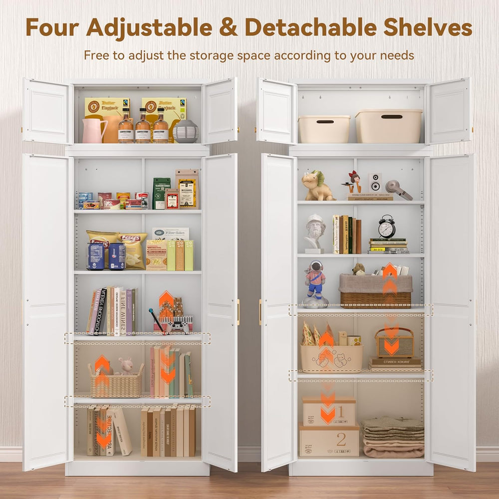 Polup 86" Tall Metal Kitchen Pantry Storage Cabinet with Doors and Shelves