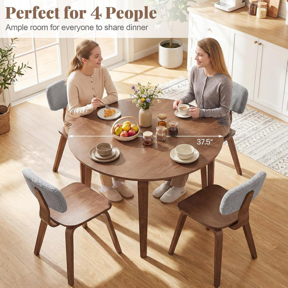 Giantex 37.5" Round Dining Table for 4, Wooden Kitchen Table with Solid ...