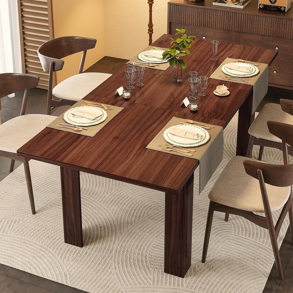Miereirl 59"–77" Extendable Farmhouse Dining Table for 6–8, Space-S...