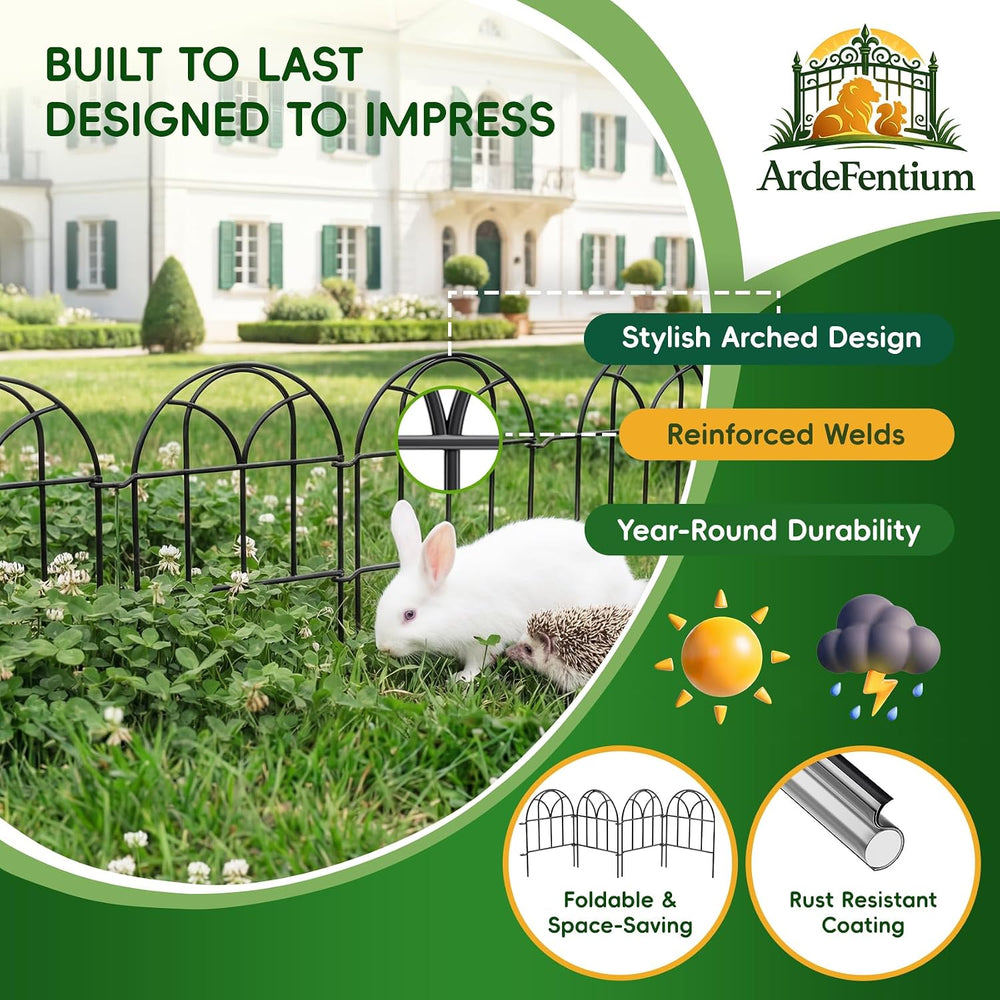 Garden Fence Panels - 30.33ft x 17in (H) Garden Fence Animal Barrier Metal Fe...