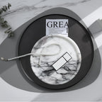Lilac Marble Round Tray - 8 Inch Bathroom & Vanity Organizer for Jewelry, Perfume, Watches, Coasters | Makeup, Dining Table, Coffee Table Decorative Holder