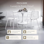Poly & BARK Marais Modern Dining Chairs Set of 4 – Mid Century Modern Plastic Dining Chair with Metal Legs – Kitchen & Dining Room Chairs – Indoor/Outdoor – White