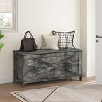39.4" Toy Chest, Sturdy Entryway Storage Chest with Safety Hinges, Retro Toy Box, Wooden Look Accent Furniture for Living Room, Bedroom, Vintage Gray SCRP48101