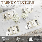 Hooseng Dining Table Set for 4, Faux Marble Small Kitchen Table Chairs Set of 4 with Luxurious Button Tufted Dinner Chairs for Kitchen and Dining