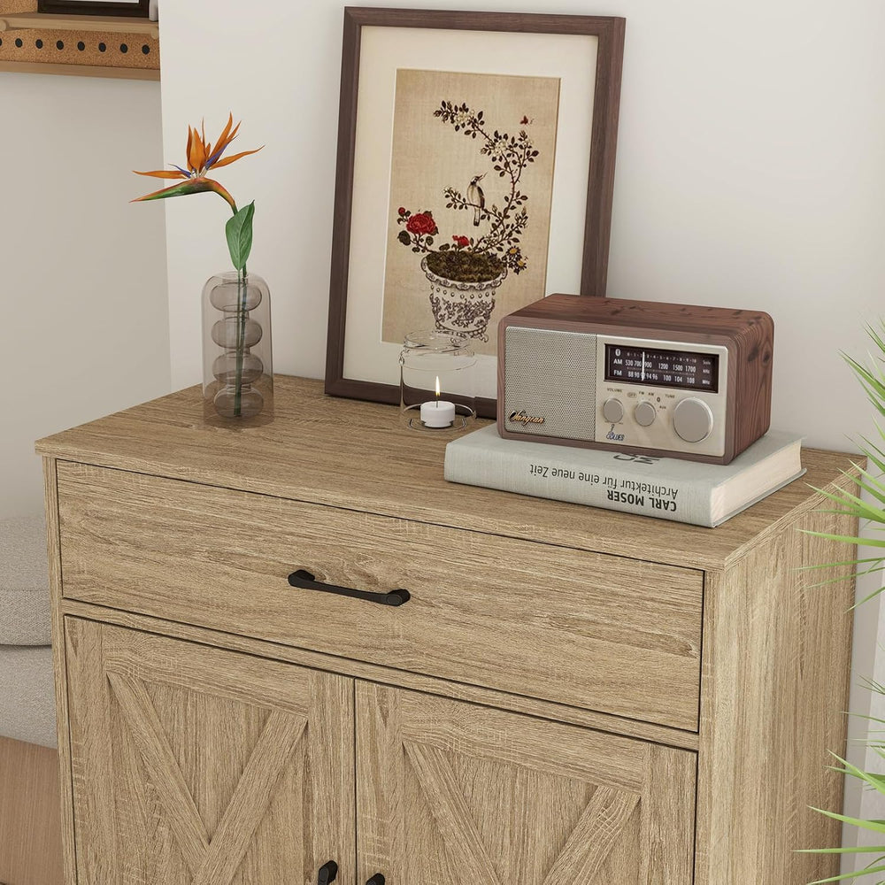 Panana Wooden Cabinet 1 Drawer and 2 Doors Storage Cupboard Coffee Bar Sidebo...