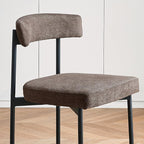 Grey Fabric Dining Chairs Set of 2, Armless Upholstered Kitchen Chair,Modern Dining Room Chair with Curved Backrest