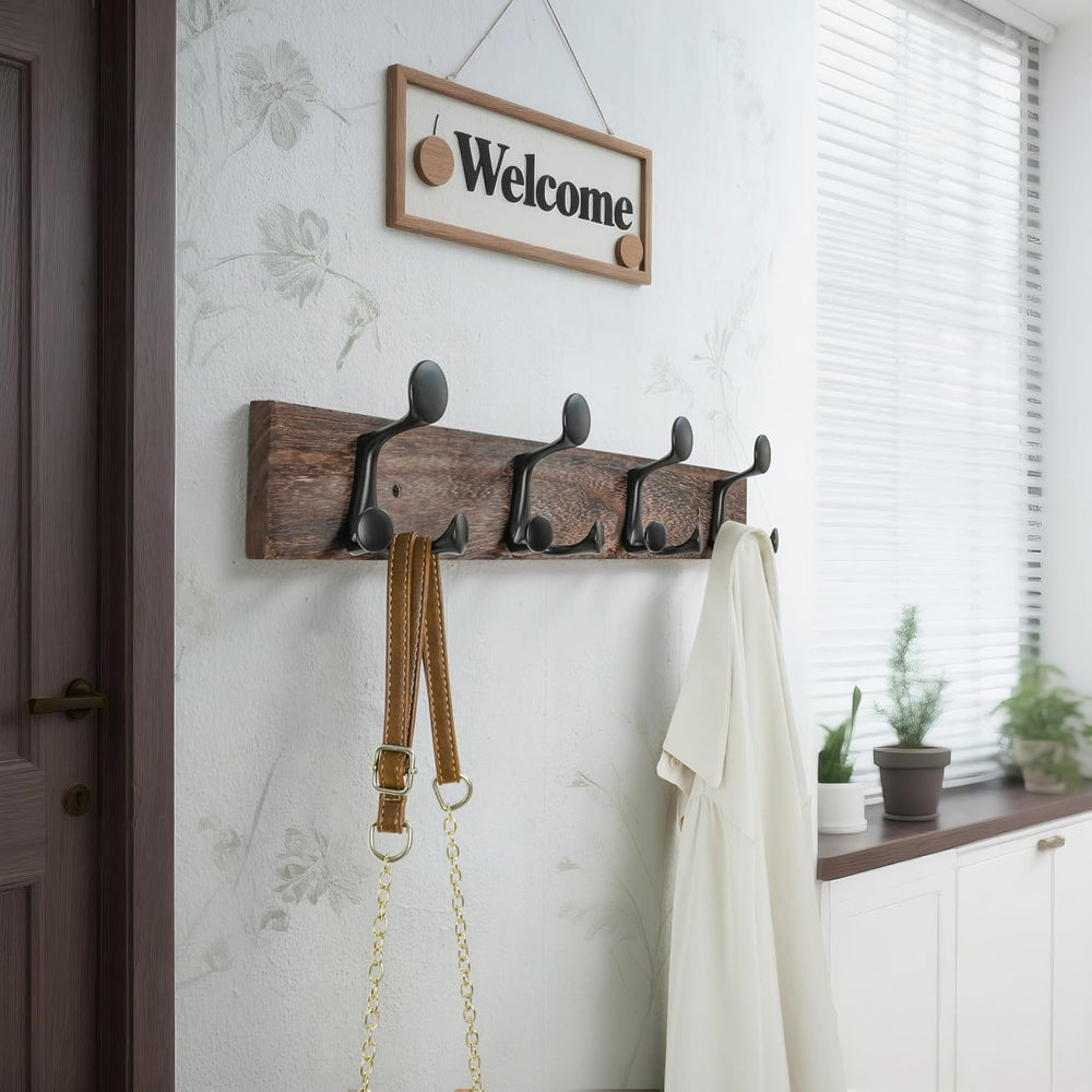 WEBI Coat Rack Wall Mount,24" Solid Wood Coat Hooks Wall Mounted Coat Ha...