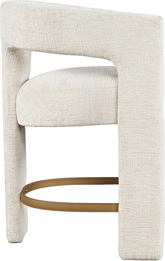 Jofran Upholstered Counter Stool with Arms – Versatile Barstools – Stylish Seating for Kitchen Dining Room or Home Bar, Natural, Single Stool
