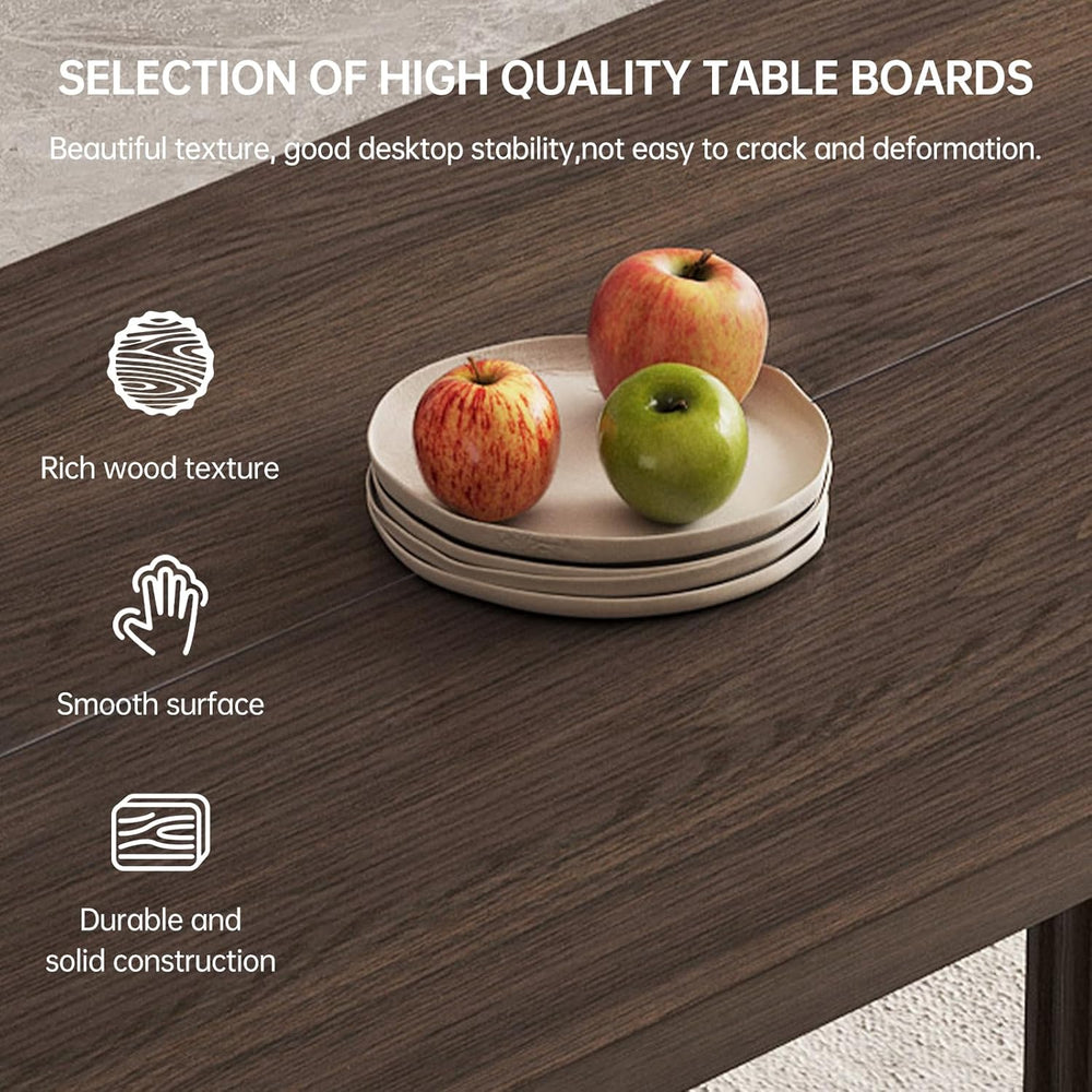 Farmhouse Dining Table for 4-6, 66.9" Modern Wood Kitchen Table with Dou...