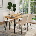 Dining Chairs Set of 6, Modern Kitchen Dining Room Chairs, Ergonomic Velvet Dining Chair Upholstered Cushion Seat and Sturdy Metal Legs(Beige)