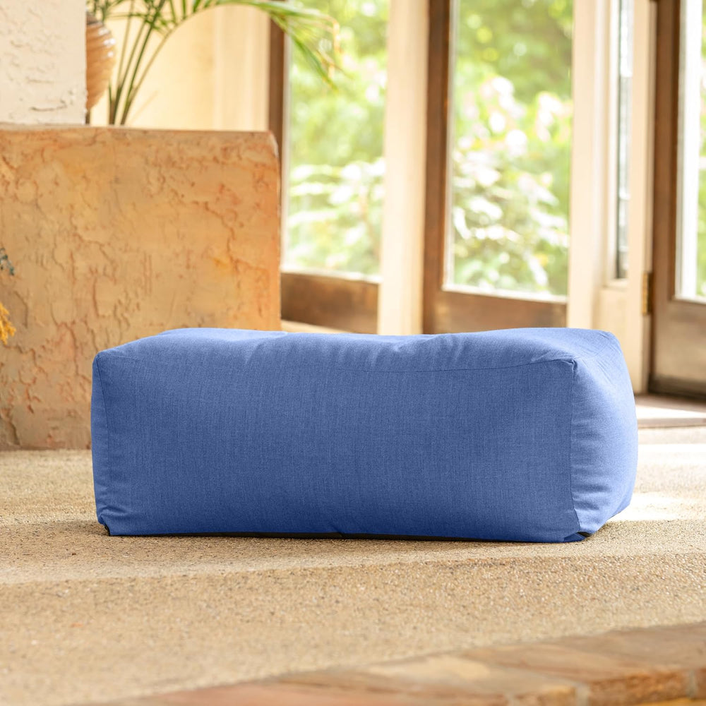 Jaxx Coza Ottoman - Large Outdoor Pouf & Footrest - Sunbrella, Ocean Blue