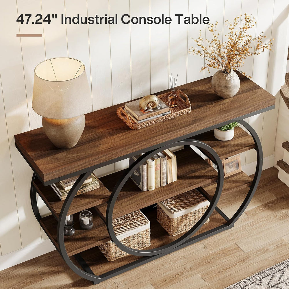 Tribesigns 47" Console Table for Living Room, 5-Tier Industrial Entryway...