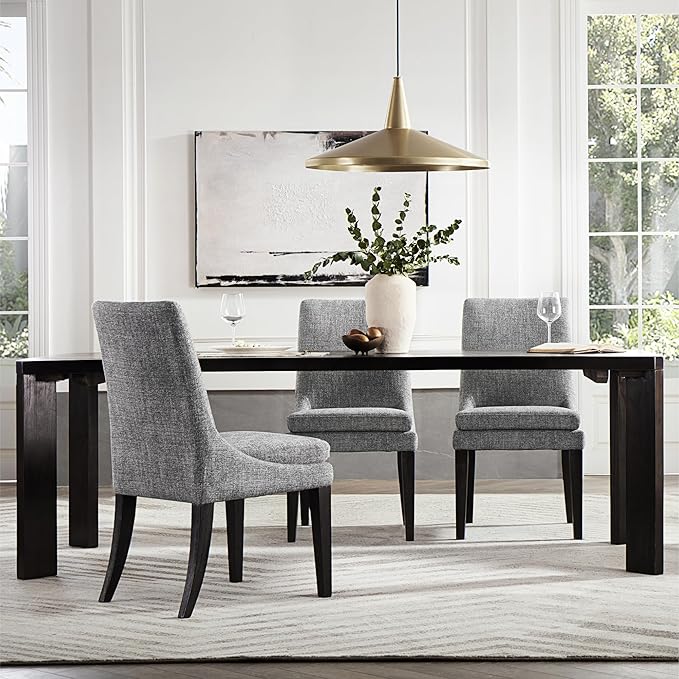 Upholstered Dining Chairs Modern Sidechair Performance Fabric High Back Armle...