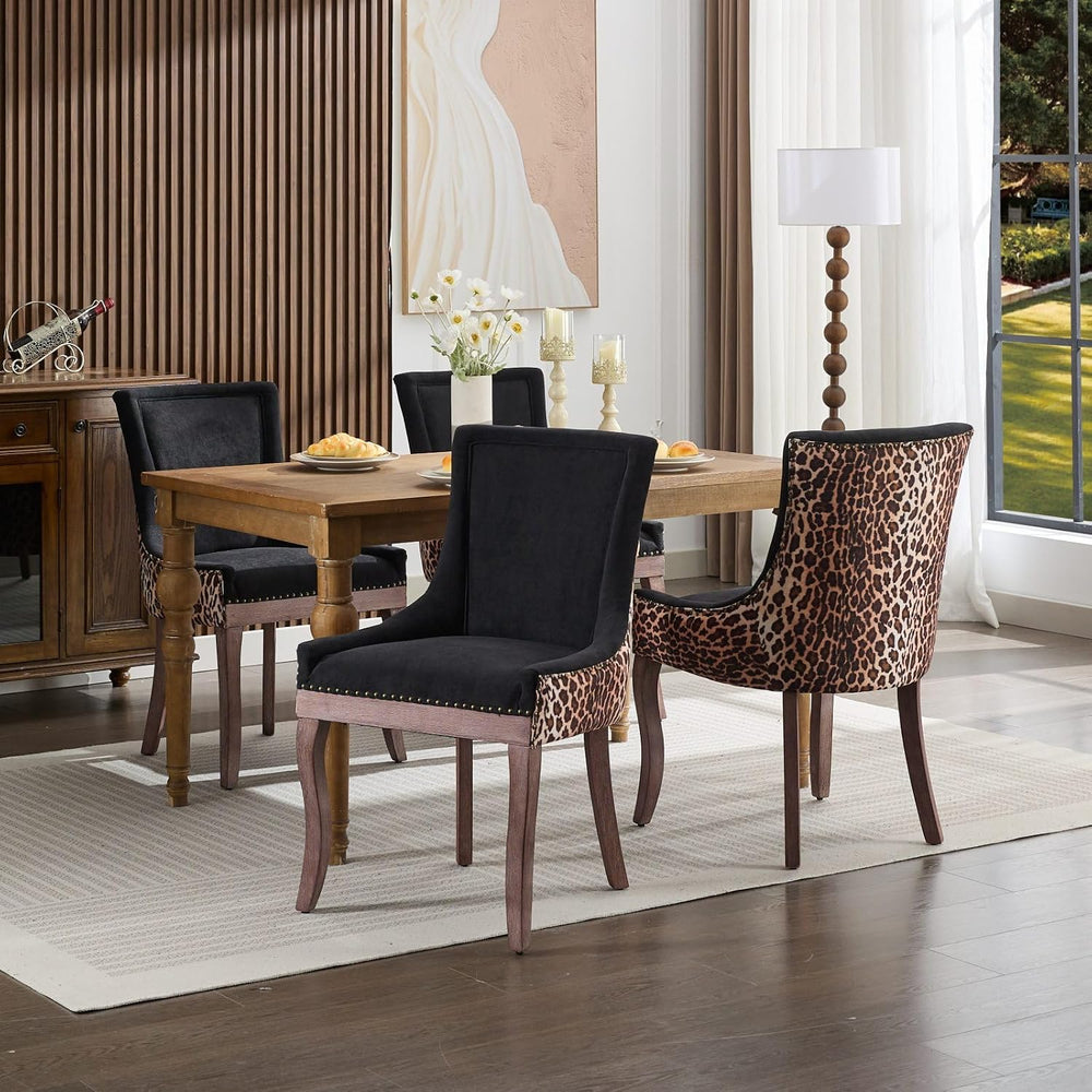 LKTART Upholstered Dining Chairs Set of 2, Solid Wood Kitchen Dining Room Cha...