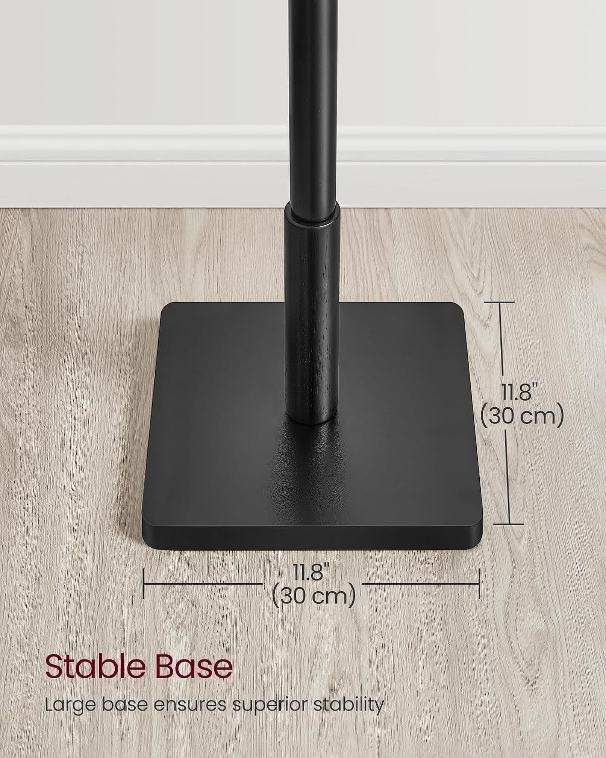 VASAGLE Solid Wood Coat Rack, Free Standing Hall Coat Tree with 8 Hooks, 3 Height Options, for Coats, Hats, Bags, Purses, for Entryway, Hallway, Rubberwood Hooks and Pole, Ink Black URCR010B01