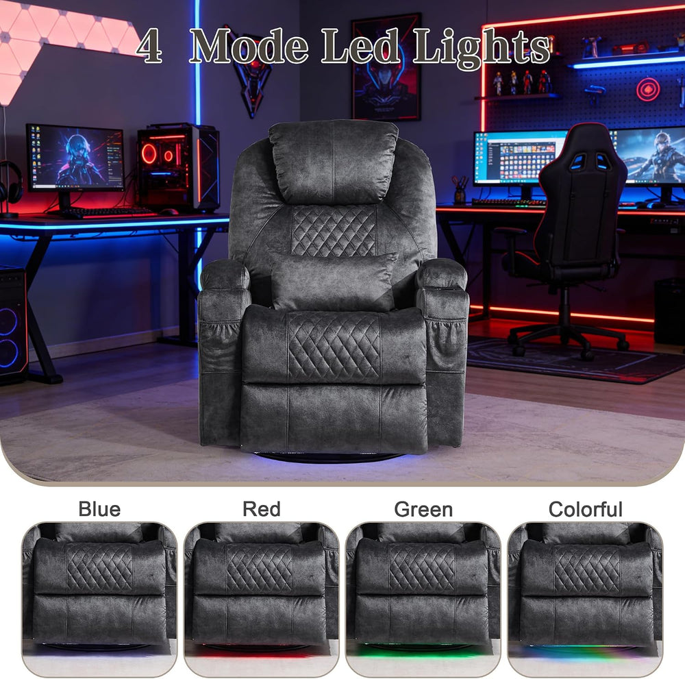 AHMED Dual Motor Power Swivel Rocker Recliner Chair, Velvet Grey | Electric G...