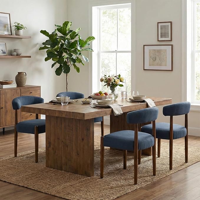 VKNOW Wooden Dining Chairs Set of 4, Modern Upholstered Dining Room Chairs wi...
