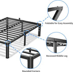 18 Inch Twin Size Bed Frame, 3500Lbs Heavy Duty Metal Platform with Round Corner Legs Mattress Slide Stopper, Steel Slat Support No Box Spring Needed, Noise Free, Non-Slip, Easy Assembly