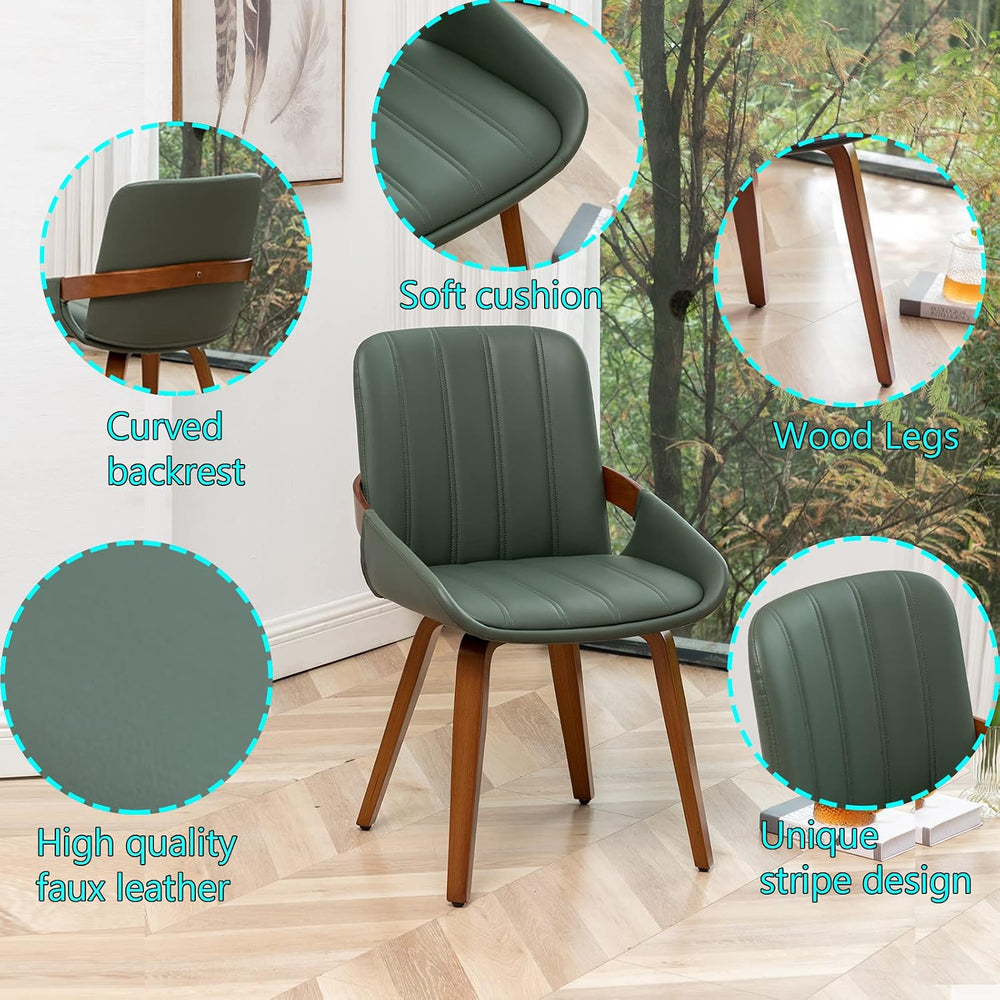Mid Century Modern Faux Leather Upholstered Dining Room Chairs,Armless Accent...
