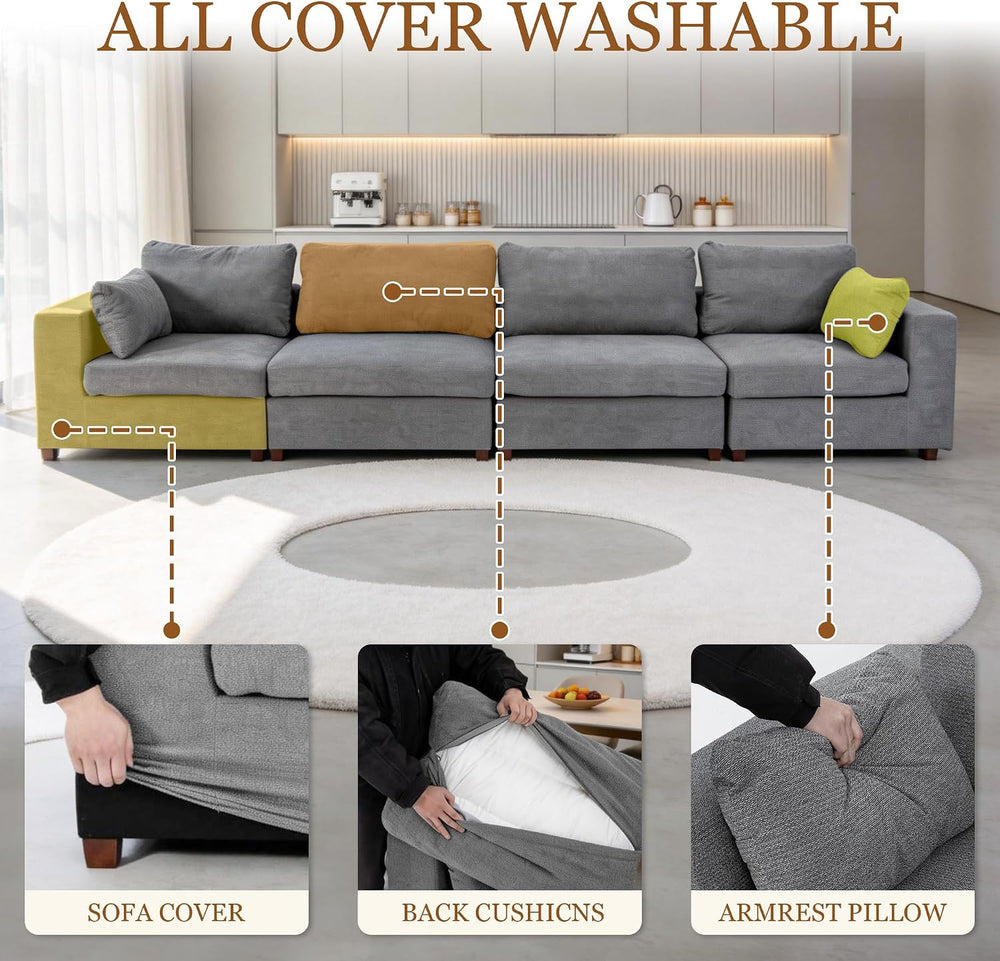 Oversized L Shaped Sectional Couch for Living Room, Extra Wide Deep Seat Couc...