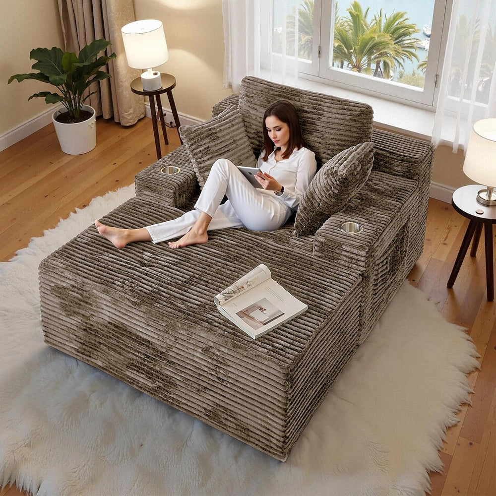 66" Chaise Lounge Chair Indoor,Oversized Boneless Single Sleeeper Couch ...