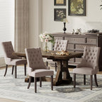 COLAMY Wingback Upholstered Side Dining Room Chairs Set of 4, Fabric Dining Chairs with Tufted Button, Living Room Chairs for Home Kitchen, Taupe