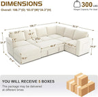 106.7" Sectional Sleeper Sofa with Pull Out Couch, Modern 7 Seat U Shaped Modular Couch, Sectionals Modular Sofa with Storage, Comfy Sectional Couches for Living Room & Apartment, Light Beige