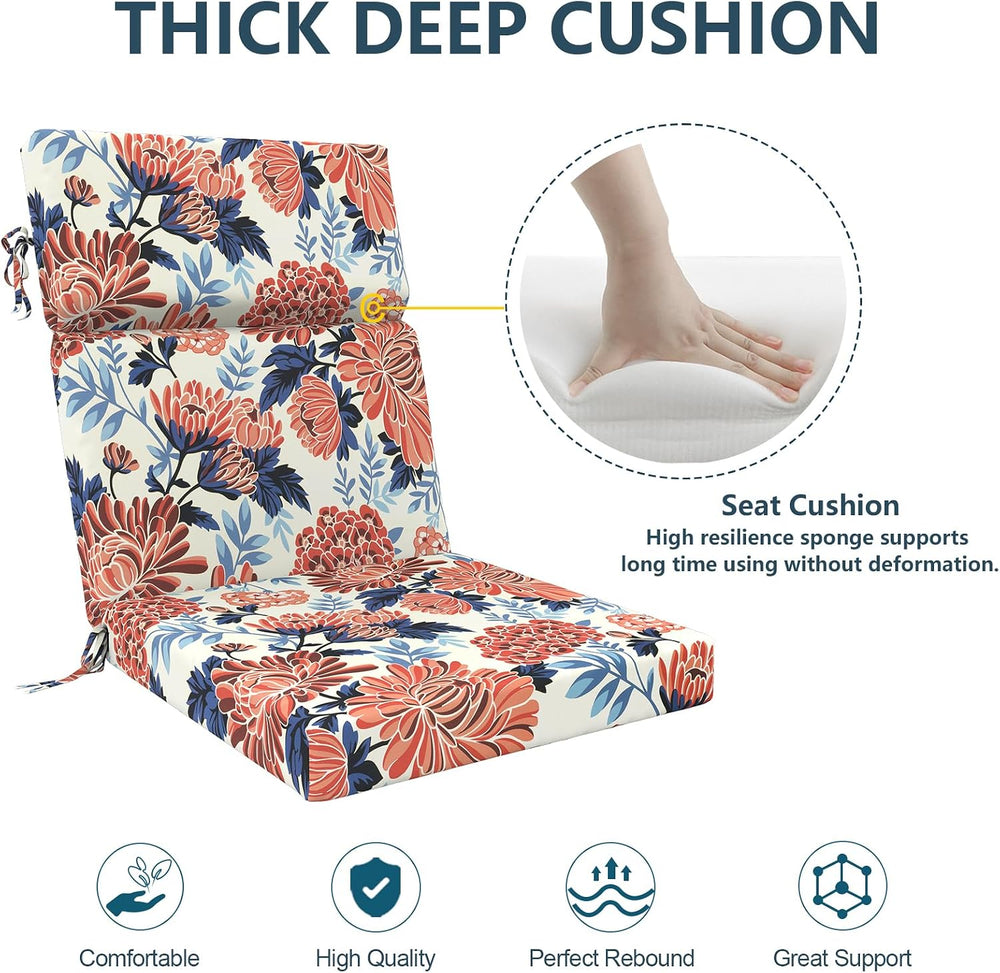 DYTXIII Outdoor High Back Chair Cushions Set of 2, 44"x22" Water Re...