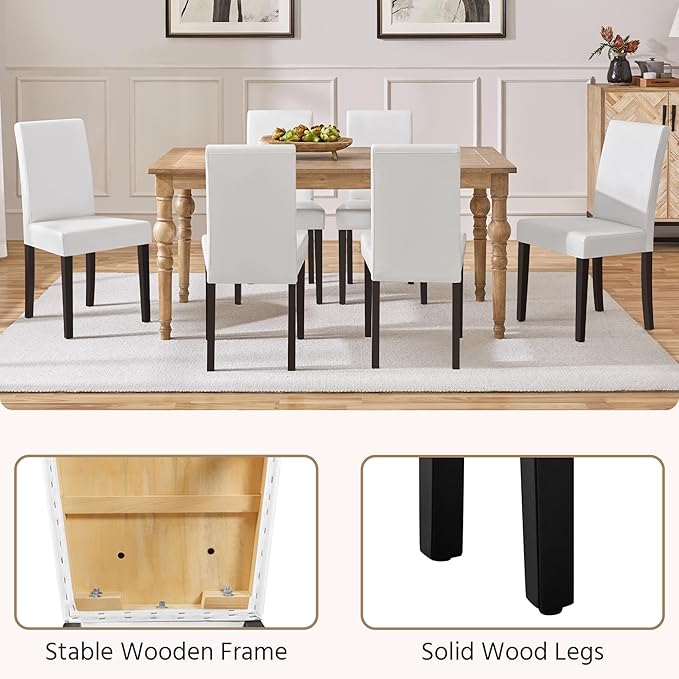 Yaheetech Dining Chairs Set of 6 Faux Leather Modern Dining Room Chairs with ...